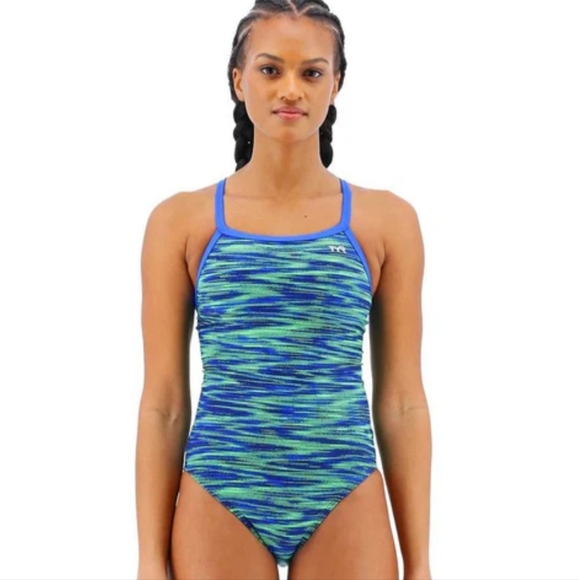 $89 TYR Women's Durafast Elite Fizzy Diamondfit Swimsuit Size 34 Racerback. - Picture 1 of 8